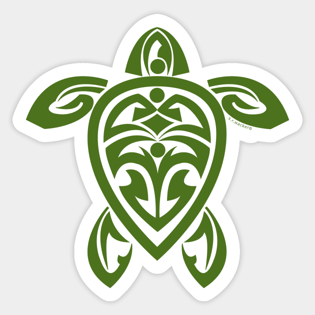 Green Tribal Turtle Tattoo Sticker by srwdesign